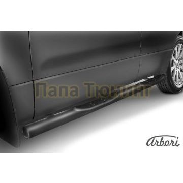 Пороги чёрная сталь труба с накладками 76 мм Slitkoff для Suzuki Grand Vitara 2005-2007 Пороги чёрная сталь труба с накладками 76 мм Slitkoff для Suzuki Grand Vitara 2005-2007