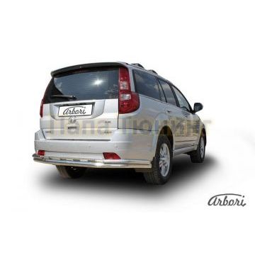 Защита заднего бампера двойная длинная 57-42 мм Slitkoff для Great Wall Hover H3 2010-2014