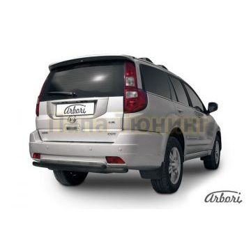 Защита заднего бампера чёрная сталь двойная 57-42 мм Slitkoff для Great Wall Hover H3 2010-2014