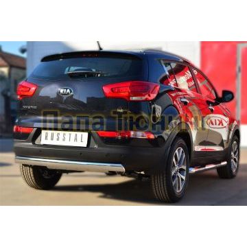 Защита заднего бампера овальная 75х42 мм РусСталь для Kia Sportage 2010-2015