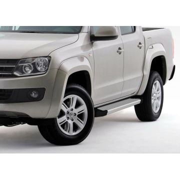 Пороги алюминиевые Rival Silver New для Volkswagen Amarok 2010-2016