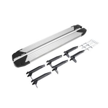 Пороги алюминиевые Rival Silver New для Volkswagen Amarok 2010-2016