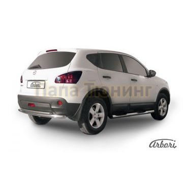 Защита заднего бампера двойная 57-42 мм Slitkoff для Nissan Qashqai 2010-2014 Защита заднего бампера двойная 57-42 мм Slitkoff для Nissan Qashqai 2010-2014