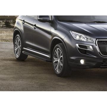 Пороги алюминиевые Rival Black-Premium для Mitsubishi ASX/Outlander/Peugeot 4007/4008/Citroen C 2006-