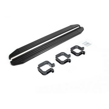 Пороги алюминиевые Rival Black-Premium для Mitsubishi Pajero Sport 2008-2016