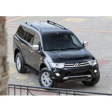 Пороги алюминиевые Rival Black Start для Mitsubishi Pajero Sport 2008-2016