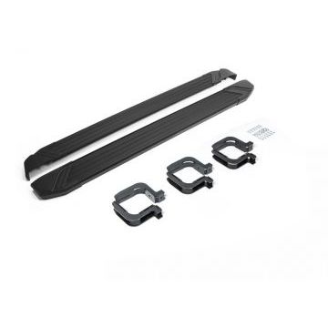 Пороги алюминиевые Rival Black Start для Mitsubishi Pajero Sport 2008-2016