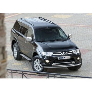 Пороги алюминиевые Rival BMW-Style для Mitsubishi Pajero Sport 2008-2016