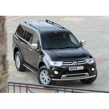 Пороги алюминиевые Rival Premium для Mitsubishi Pajero Sport 2008-2016