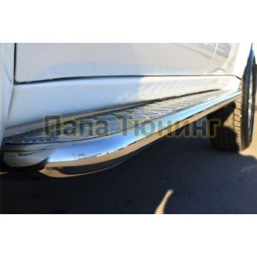 Пороги с площадкой алюминиевый лист 42 мм РусСталь для Mitsubishi Pajero Sport 2013-2016