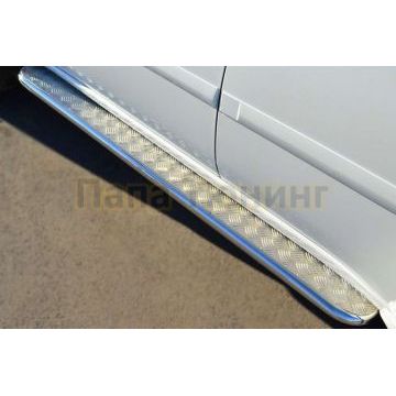 Пороги с площадкой алюминиевый лист d42 вариант 2 РусСталь для Mitsubishi Pajero Sport 2013-2016