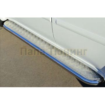 Пороги с площадкой алюминиевый лист d57 вариант 2 РусСталь для Mitsubishi Pajero Sport 2013-2016