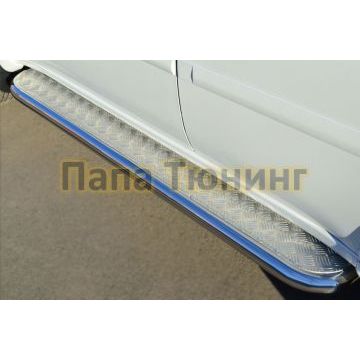 Пороги с площадкой алюминиевый лист 63 мм РусСталь для Mitsubishi Pajero Sport 2013-2016