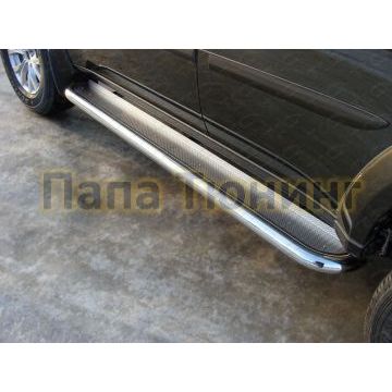 Пороги с площадкой нержавеющий лист 60 мм ТСС для Mitsubishi Pajero Sport 2013-2016