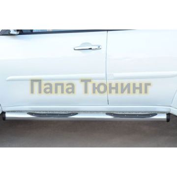 Пороги труба с накладками d76 вариант 2 РусСталь для Mitsubishi Pajero Sport 2013-2016