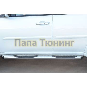 Пороги труба с накладками d76 вариант 1 РусСталь для Mitsubishi Pajero Sport 2013-2016