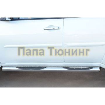Пороги труба с накладками d76 вариант 3 РусСталь для Mitsubishi Pajero Sport 2013-2016