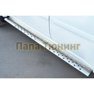 Пороги труба овальная с проступью 75х42 мм РусСталь для Mitsubishi Pajero Sport 2013-2016