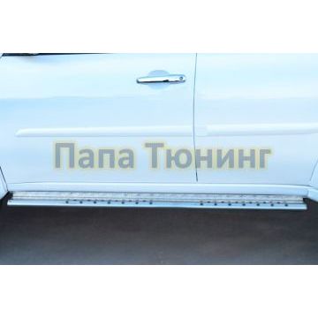 Пороги труба овальная с проступью 75х42 мм РусСталь для Mitsubishi Pajero Sport 2013-2016