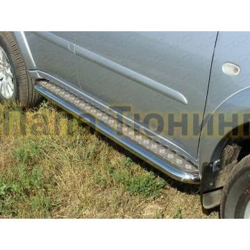 Пороги с площадкой алюминиевый лист 60 мм ТСС для Mitsubishi Pajero Sport 2008-2013 Пороги с площадкой алюминиевый лист 60 мм ТСС для Mitsubishi Pajero Sport 2008-2013