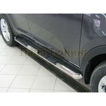 Пороги труба d76 с накладками вариант 1 РусСталь для Mitsubishi Pajero Sport 2008-2013