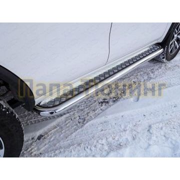 Пороги с площадкой алюминиевый лист 60 мм ТСС для Toyota Fortuner 2017- Пороги с площадкой алюминиевый лист 60 мм ТСС для Toyota Fortuner 2017-