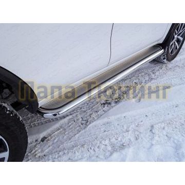 Пороги с площадкой нержавеющий лист 60 мм ТСС для Toyota Fortuner 2017- Пороги с площадкой нержавеющий лист 60 мм ТСС для Toyota Fortuner 2017-
