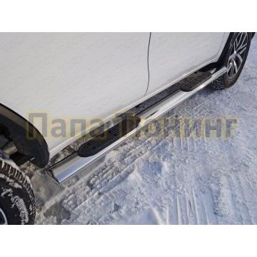 Пороги овальные с накладкой 120х60 мм ТСС для Toyota Fortuner 2017- Пороги овальные с накладкой 120х60 мм ТСС для Toyota Fortuner 2017-
