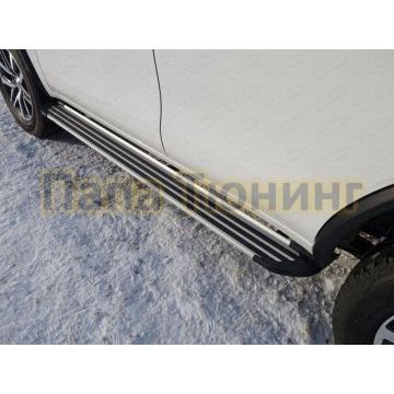 Пороги алюминиевые Slim Line Silver ТСС для Toyota Fortuner 2017- Пороги алюминиевые Slim Line Silver ТСС для Toyota Fortuner 2017-