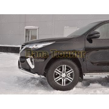 Защита переднего бампера волна с надписью d57 РусСталь для Toyota Fortuner 2017-