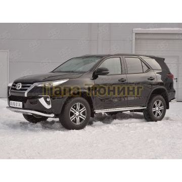 Защита переднего бампера волна с надписью d57 РусСталь для Toyota Fortuner 2017-