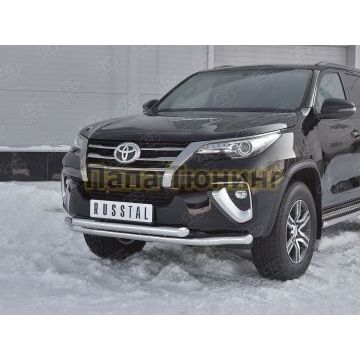 Защита передняя двойная d57-d57 РусСталь для Toyota Fortuner 2017-