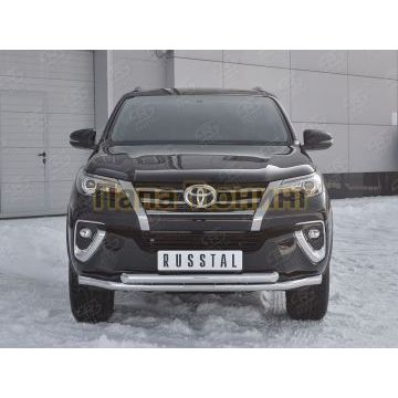 Защита передняя двойная d57-d57 РусСталь для Toyota Fortuner 2017-