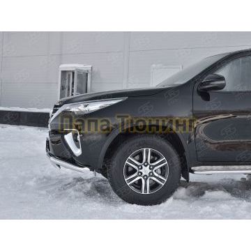 Защита передняя двойная 63-75х42 мм РусСталь для Toyota Fortuner 2017-