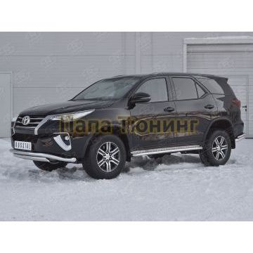 Защита передняя двойная 63-75х42 мм РусСталь для Toyota Fortuner 2017-