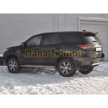 Защита заднего бампера овальная 75х42 мм РусСталь для Toyota Fortuner 2017-