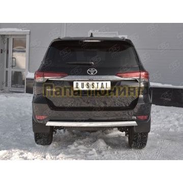 Защита заднего бампера овальная 75х42 мм РусСталь для Toyota Fortuner 2017-