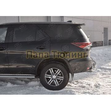 Защита задняя двойная с декором d76-d42 РусСталь для Toyota Fortuner 2017-