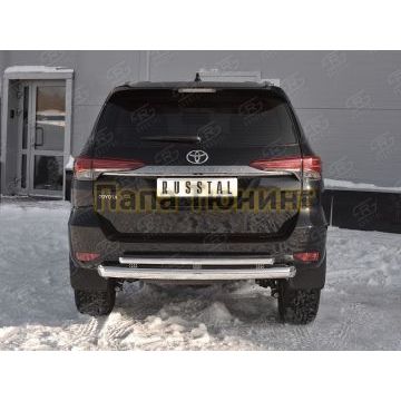 Защита задняя двойная с декором d76-d42 РусСталь для Toyota Fortuner 2017-