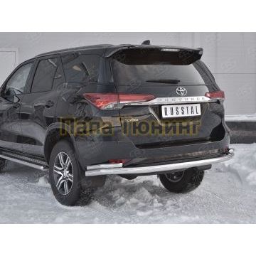 Защита задняя двойная с уголками d57-d42 РусСталь для Toyota Fortuner 2017-