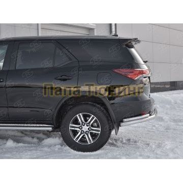 Защита задняя двойная с уголками d57-d42 РусСталь для Toyota Fortuner 2017-