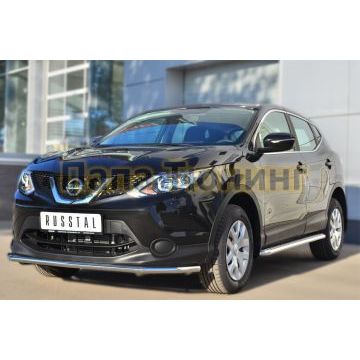 Защита переднего бампера d42 РусСталь для Nissan Qashqai 2014-2019
