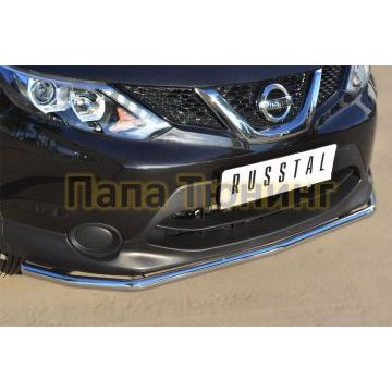 Защита переднего бампера d42 РусСталь для Nissan Qashqai 2014-2019