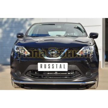 Защита переднего бампера d42 РусСталь для Nissan Qashqai 2014-2019