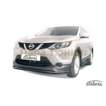 Защита переднего бампера чёрная сталь 57 мм Slitkoff для Nissan Qashqai 2014-2019 Защита переднего бампера чёрная сталь 57 мм Slitkoff для Nissan Qashqai 2014-2019