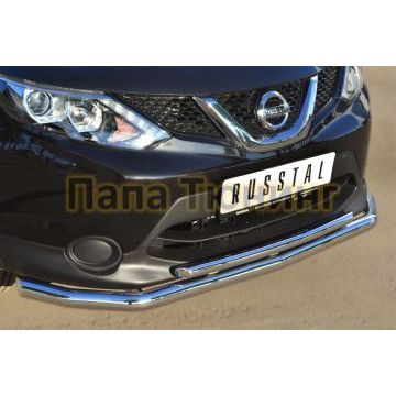Защита передняя двойная d57-d42 РусСталь для Nissan Qashqai 2014-2019