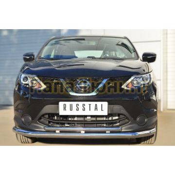 Защита передняя двойная d57-d42 РусСталь для Nissan Qashqai 2014-2019