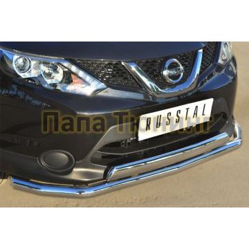 Защита передняя двойная 63-75х42 мм РусСталь для Nissan Qashqai 2014-2019