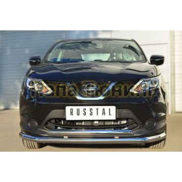 Защита передняя двойная 63-75х42 мм РусСталь для Nissan Qashqai 2014-2019