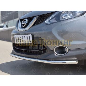 Защита переднего бампера d42 РусСталь для Nissan Qashqai (СПБ) 2015-2019